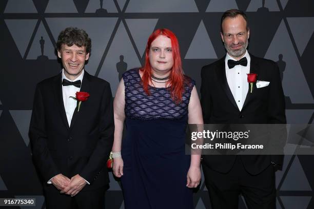 Jerry Huxtable, Abigail Brady, and Jon Wadelton attend the Academy of Motion Picture Arts and Sciences' Scientific and Technical Awards Ceremony on...