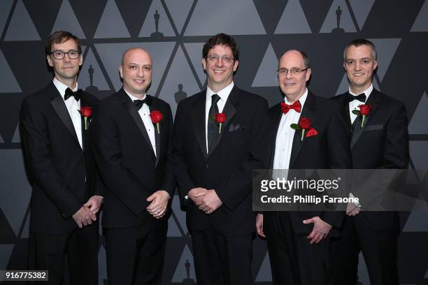 Adam Woodbury, George Elkoura, Dirk Van Gelder, Thomas Hahn, and Rob Jensen attend the Academy of Motion Picture Arts and Sciences' Scientific and...