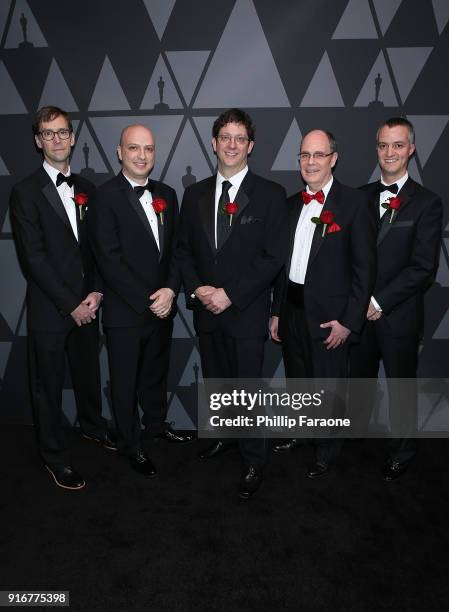 Adam Woodbury, George Elkoura, Dirk Van Gelder, Thomas Hahn, and Rob Jensen attend the Academy of Motion Picture Arts and Sciences' Scientific and...