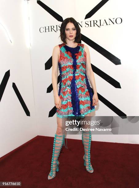 Model Coco Rocha poses backstage for the Christian Siriano fashion show during New York Fashion Week at the Grand Lodge on February 10, 2018 in New...