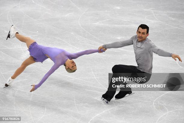 S Alexa Scimeca Knierim and USA's Chris Knierim compete in the figure skating team event pair skating free skating during the Pyeongchang 2018 Winter...