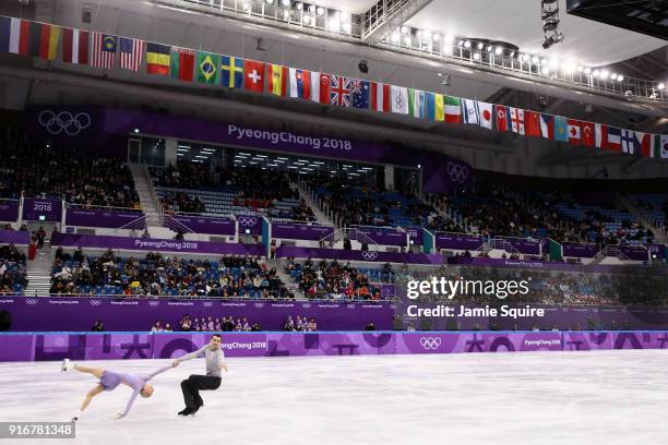 Alexa Scimeca Knierim and Chris Knierim of the United States compete in the Figure Skating Team Event  Pairs Free Skating on day two of the...