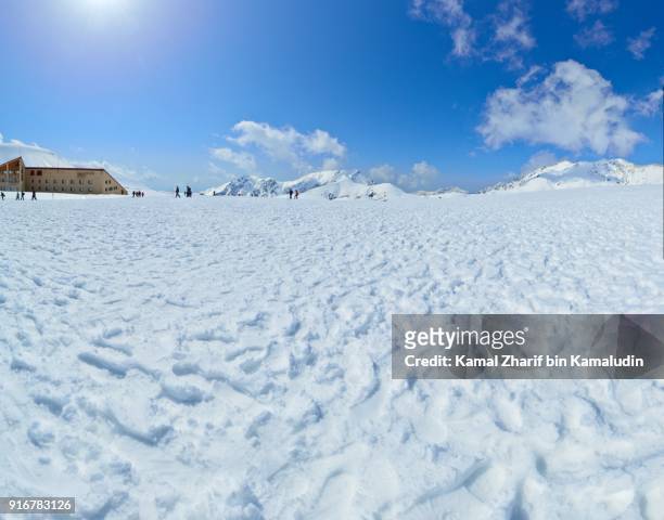 snow plains nearby hida mountains - chilly bin stock pictures, royalty-free photos & images