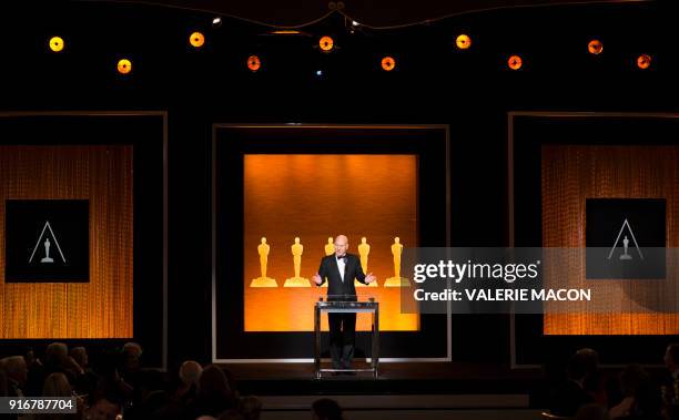 Actor Sir Patrick Stewart hosts the Academy of Motion Picture Arts and Sciences' Scientific and Technical Awards Ceremony, on February 10 in Beverly...