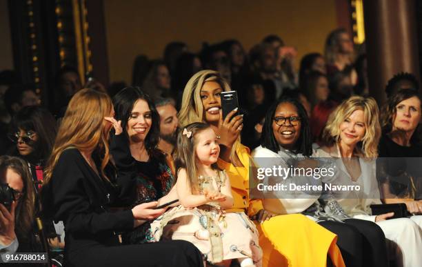 Actress Larsen Thompson, Coco Rocha with her daughter Ioni James Conran, Laverne Cox, Whoopi Goldberg, Meg Ryan and Molly Shannon attend the...