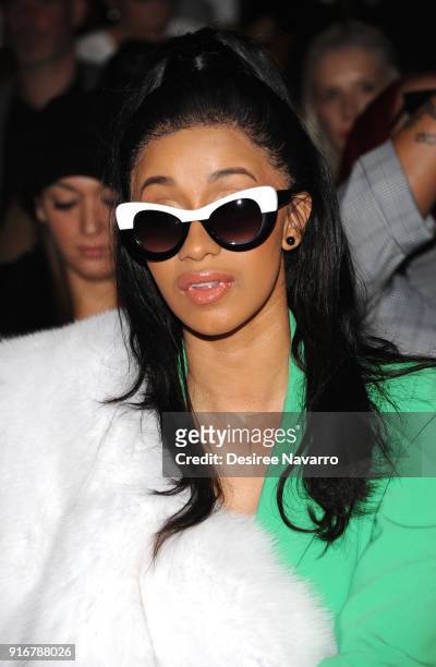Rapper Cardi B attends the Christian Siriano fashion show during New York Fashion Week at the Grand Lodge on February 10, 2018 in New York City.