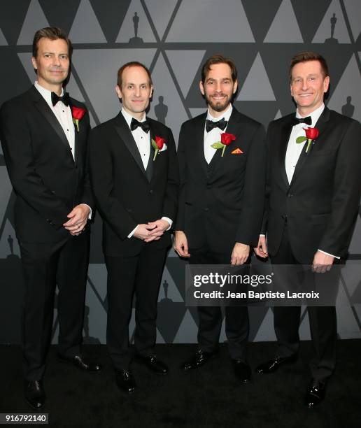 John Lynch, Mark Tucker, Jeff Lait, and Cristin Barghiel attend the Academy of Motion Picture Arts and Sciences' Scientific and Technical Awards...