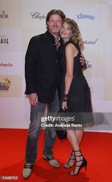 Ursula Karven and her partner Mats Wahlstroem arrive for the 'Tribute To Bambi 2009' at The Station on October 9, 2009 in Berlin, Germany.