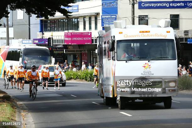 Trevor Vincent carries the Queens Baton during the Queens Baton Commonwealth Games relay in Frankston on February 11, 2018 in Melbourne, Australia.