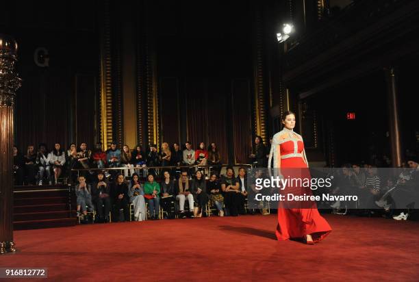 Model Ashley Graham walks the runway for the Christian Siriano fashion show during New York Fashion Week at the Grand Lodge on February 10, 2018 in...