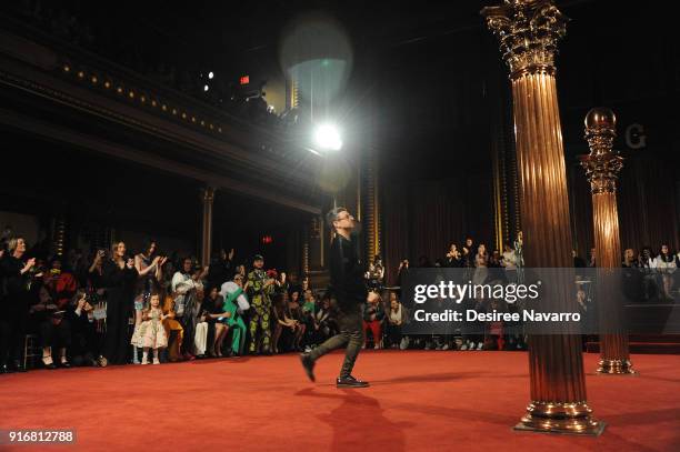 Designer Christian Siriano walks the runway for the Christian Siriano fashion show during New York Fashion Week at the Grand Lodge on February 10,...