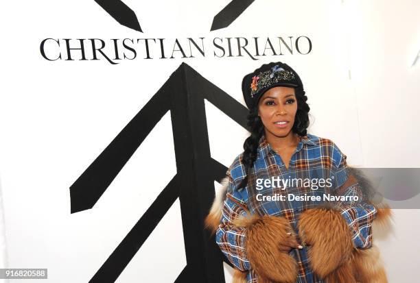 Stylist June Ambrose poses backstage for the Christian Siriano fashion show during New York Fashion Week at the Grand Lodge on February 10, 2018 in...