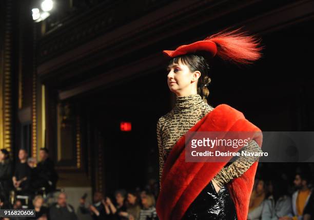 Shannon Siriano walks the runway for the Christian Siriano fashion show during New York Fashion Week at the Grand Lodge on February 10, 2018 in New...