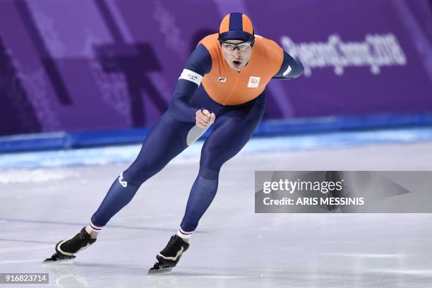 Netherlands' Sven Kramer competes during the men's 5,000m speed skating event during the Pyeongchang 2018 Winter Olympic Games at the Gangneung Oval...