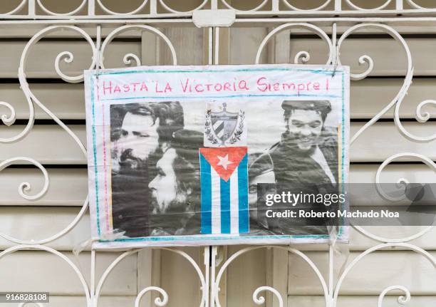 Che Guevara photo on a private house window. The Santa Clara city recently celebrated the 50th anniversary of the leader death.