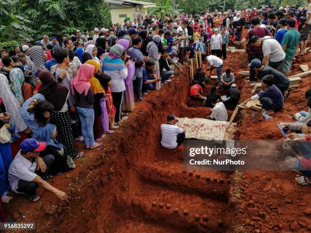 Victims dead from deadly bus accident at Subang-West Java burried at Legoso-Ciputat Cemetary with mass grave provided in Ciputat, Tangerang, Banten,...