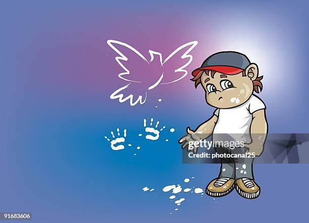 peace boy - self compassion stock illustrations