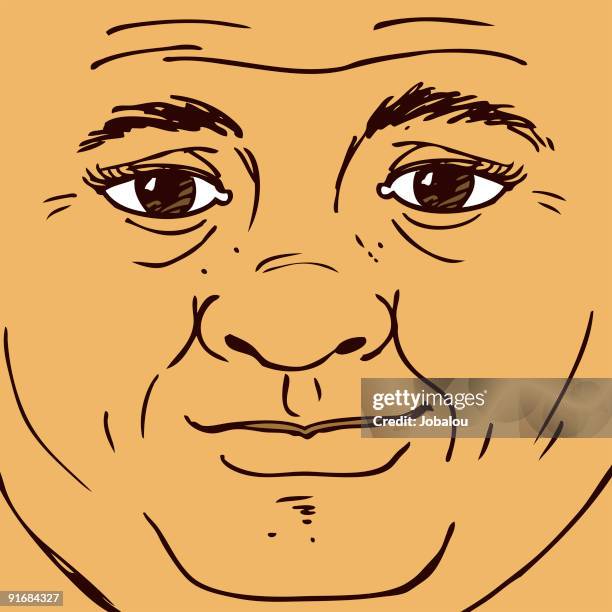 fat peace (faces) - man eyebrows stock illustrations