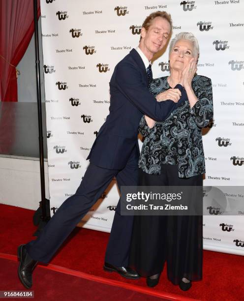 Actor Doug Jones and actress Lee Meriwether attend the 'Love Letters To Lee Meriwether' premiere at Theatre West on February 10, 2018 in Los Angeles,...