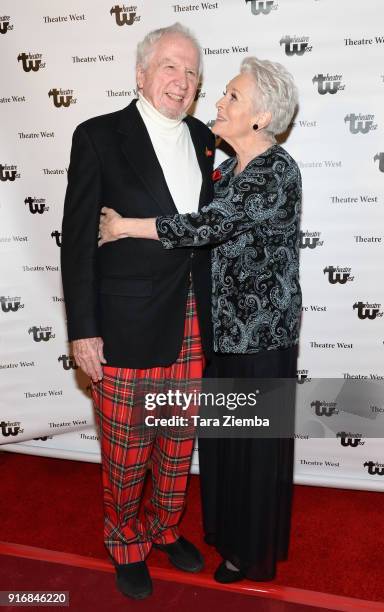 Actors Marshall Borden and Lee Meriwether attend the 'Love Letters To Lee Meriwether' premiere at Theatre West on February 10, 2018 in Los Angeles,...