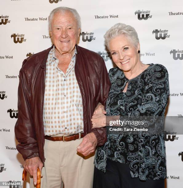 Actors Robert Colbert and Lee Meriwether attend the 'Love Letters To Lee Meriwether' premiere at Theatre West on February 10, 2018 in Los Angeles,...