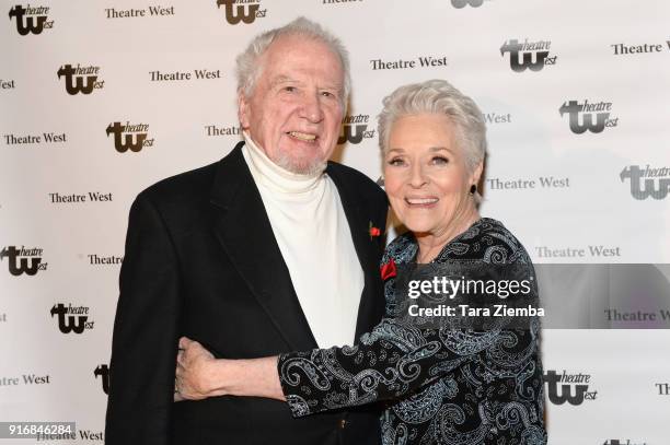 Actors Marshall Borden and Lee Meriwether attend the 'Love Letters To Lee Meriwether' premiere at Theatre West on February 10, 2018 in Los Angeles,...