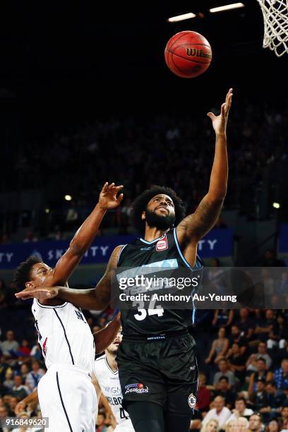 Rakeem Christmas of the Breakers in action during the round 18 NBL match between the New Zealand Breakers and Melbourne United at Spark Arena on...
