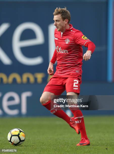 Maximilian Ahlschwede of Wuerzburg runs with the ball during the 3. Liga match between F.C. Hansa Rostock and FC Wuerzburger Kickers at Ostseestadion...