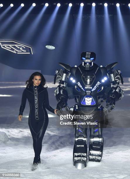 Model walks the runway at Philipp Plein fashion show during the February 2018 New York Fashion Week: The Shows on February 10, 2018 in New York City.