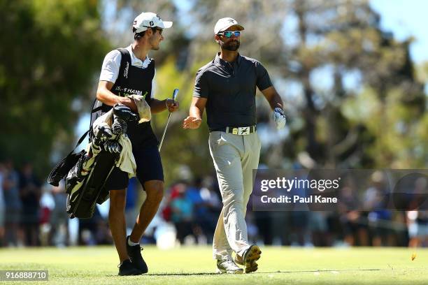 James Nitties of Australia looks up the fairway in the final match against Kiradech Aphibarnrat of Thailand during day four of the World Super 6 at...