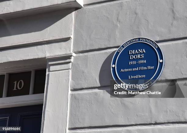 Blue Plaque to commemorate the actress Diana Dors on February 11, 2018 in London, England. A Blue Plaque to commemorate the actress Diana Dors who...