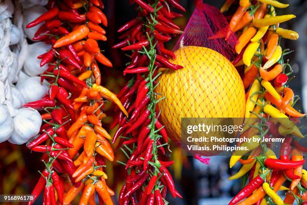 canary melon and chili pepper, amalfi coast - canary melon stock pictures, royalty-free photos & images