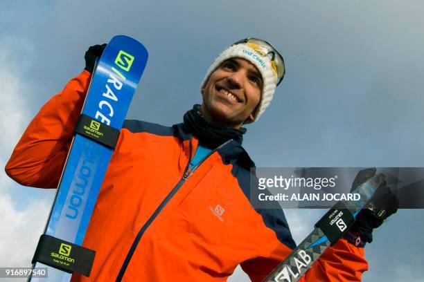 Moroccan cross-country skier Samir Azzimani poses for a photograph before a training session for the Pyeongchang 2018 Winter Olympic Games near the...