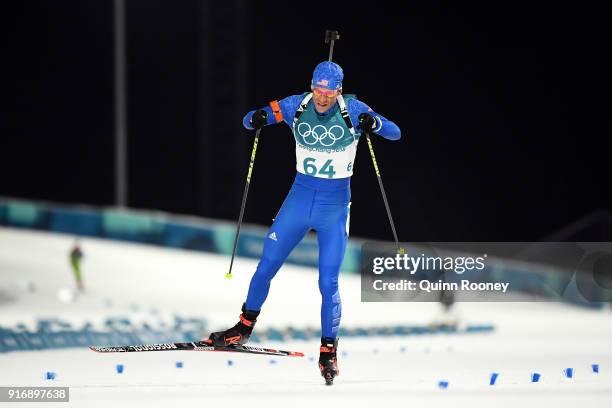 Lowell Bailey of the United States competes during the Men's 10km Sprint Biathlon on day two of the PyeongChang 2018 Winter Olympic Games at Alpensia...