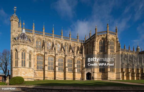 View of St George's Chapel at Windsor Castle, where Prince Harry and Meghan Markle will have their wedding service, February 11, 2018 in Windsor,...