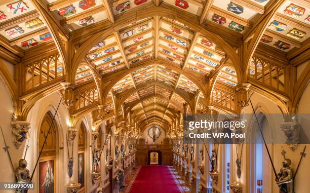 View of St George's Hall, at Windsor Castle, where Prince Harry and Meghan Markle will hold a reception after their wedding, February 11, 2018 in...