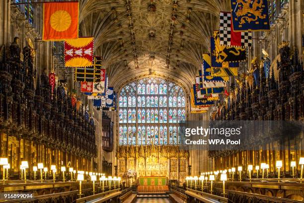 View of the Quire in St George's Chapel at Windsor Castle, where Prince Harry and Meghan Markle will have their wedding service, February 11, 2018 in...