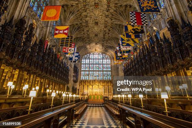 View of the Quire in St George's Chapel at Windsor Castle, where Prince Harry and Meghan Markle will have their wedding service, February 11, 2018 in...