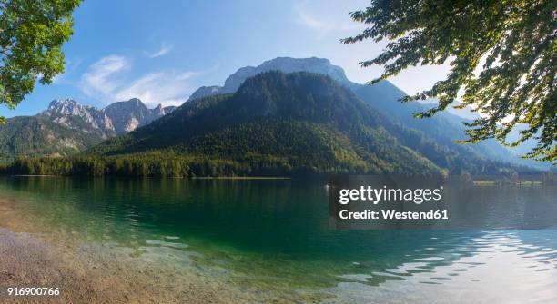 austria, salzkammergut, feuerkogel, view of langbathsee lake, hoellen mountains - alpenvorland stock pictures, royalty-free photos & images