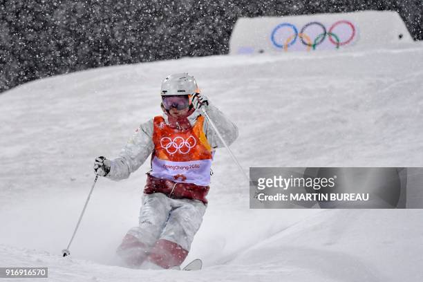 Canada's Justine Dufour-Lapointe competes in the women's moguls final 2 during the Pyeongchang 2018 Winter Olympic Games at the Phoenix Park in...