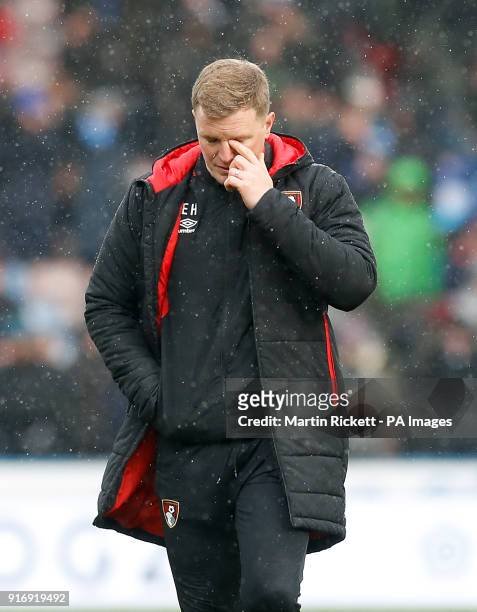 Bournemouth manager Eddie Howe looked dejected after the final whistle during the Premier League match at the John Smith's Stadium, Huddersfield.