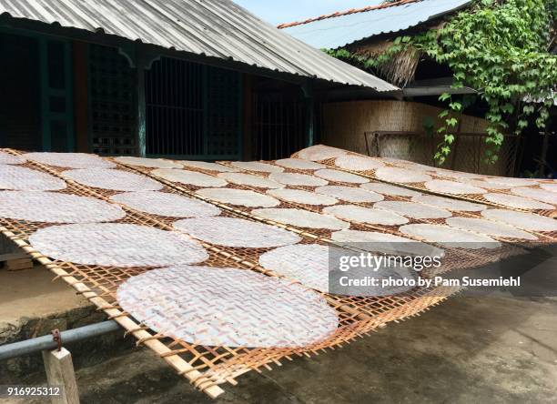 sesame rice paper crepe candy drying on rack - crepe paper stock pictures, royalty-free photos & images