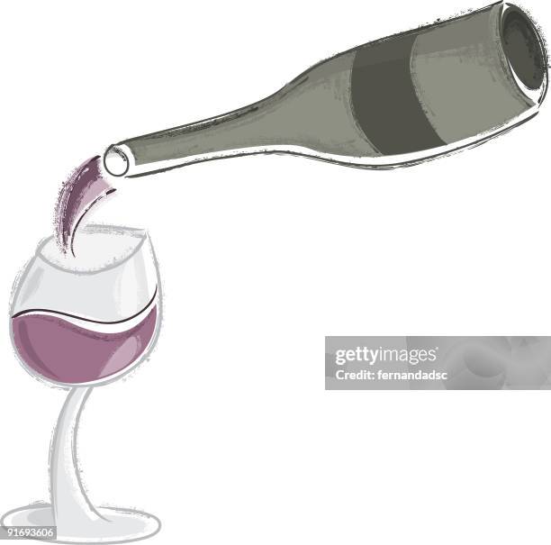wine time - red wine pour stock illustrations