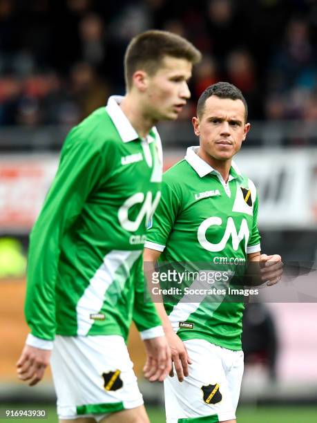 Lucas Schoofs of NAC Breda, Giovanni Korte of NAC Breda during the Dutch Eredivisie match between Excelsior v NAC Breda at the Van Donge & De Roo...