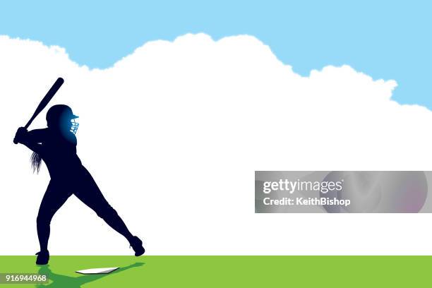 girls softball batter background, at bat - softball stock illustrations
