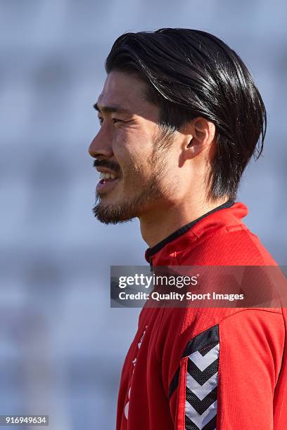 Daisuke Suzuki of Nastic warms up prior to the La Liga 123 match between Albacete Balompie and Nastic at Estadio Carlos Belmonte on February 11, 2018...