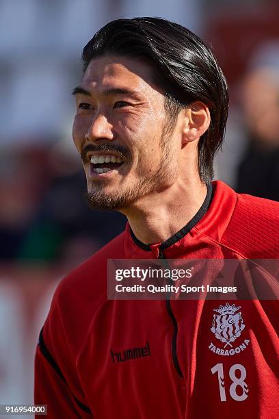 Daisuke Suzuki of Nastic warms up prior to the La Liga 123 match between Albacete Balompie and Nastic at Estadio Carlos Belmonte on February 11, 2018...