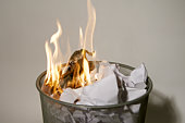 Fire in a wastepaper basket