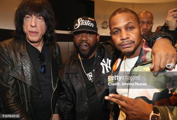 Marky Ramone, Rapper Raekwon and AZ attend the Andy Hilfiger Presents ARTISTIX on February 10, 2018 in New York City.