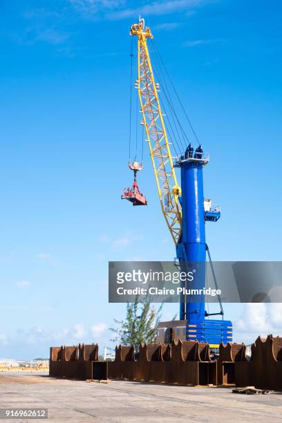 crane used for lifting cargo, on the dock side in the united arab emirates, middle east. - claire plumridge fotografías e imágenes de stock